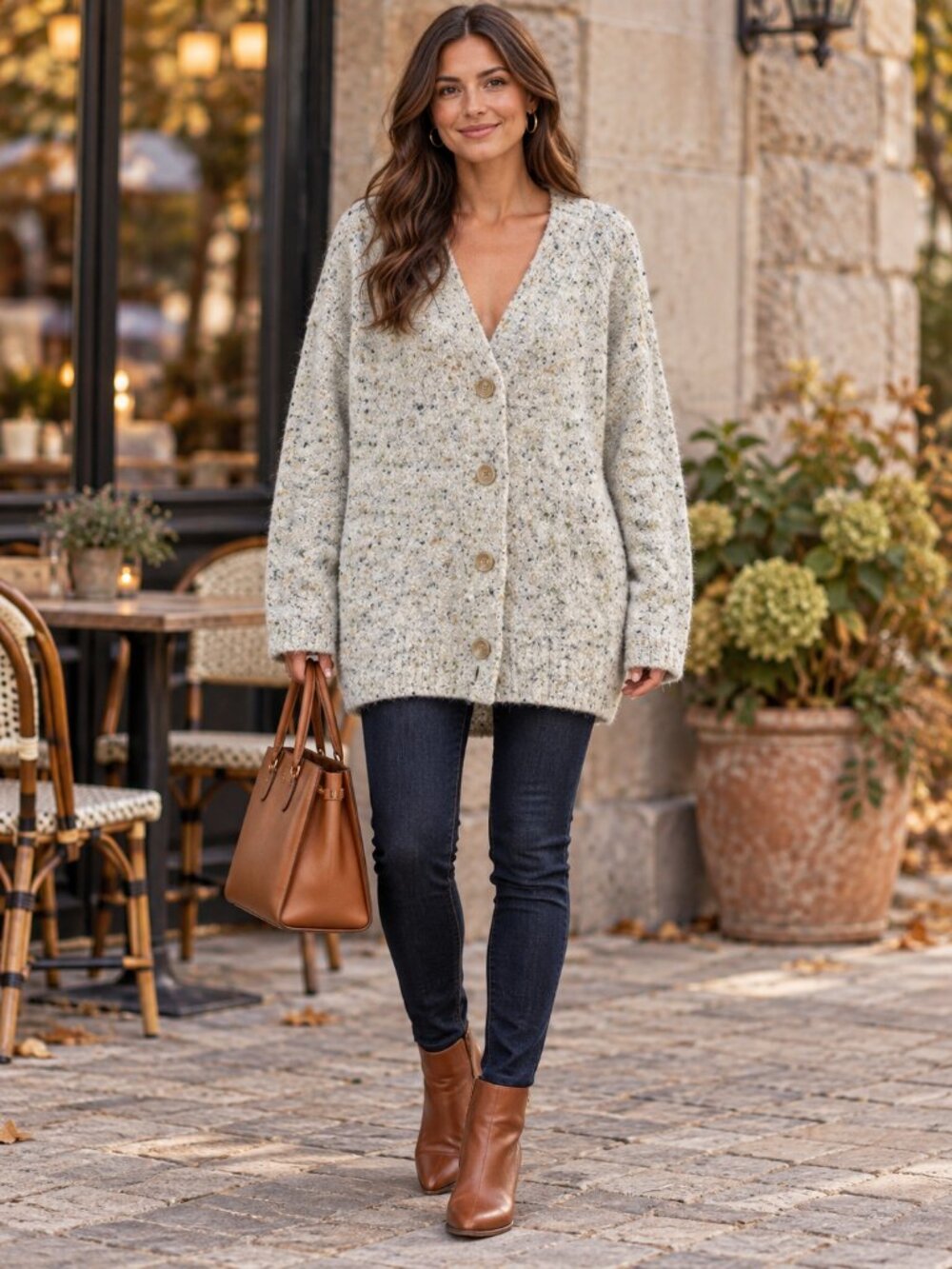 Everlane Confetti Cardigan Medium Seafoam Green Merino Wool Blend Boucle Sweater